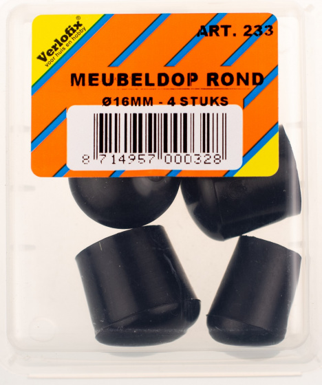 MEUBELDOP ZWART 16MM 4 ZB VERLOFIX