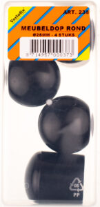 MEUBELDOP ZWART 28MM 4 ZB VERLIFOX