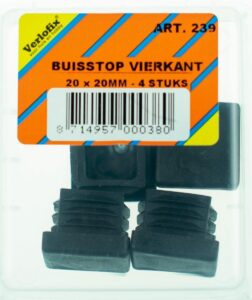 BUISSTOP ZWART 20X20MM 4 ZB VERLOFIX