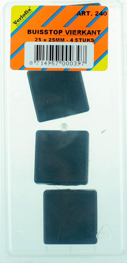 BUISSTOP ZWART 25X25MM 4 ZB VERLOFIX