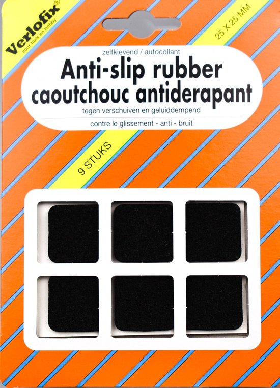 ANTI-SLIP RUBBER ZWART 25X25 9ZB