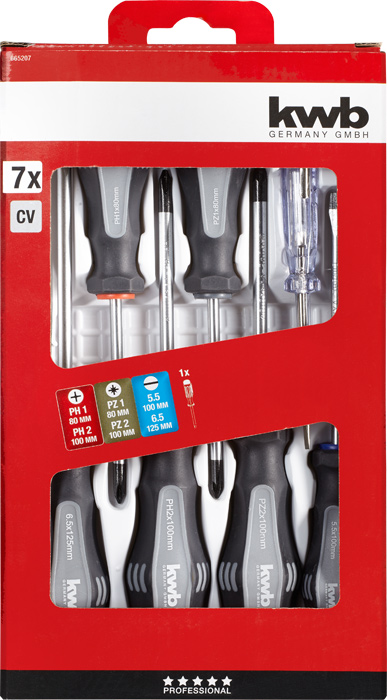 SCHROEVENDR.SET KWB VL/PH/PZ 7-DELIG