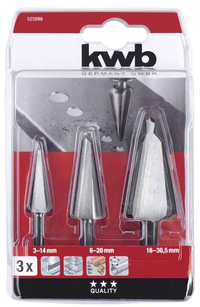 PLAATBORENSET HSS 3 DELIG KWB 525090