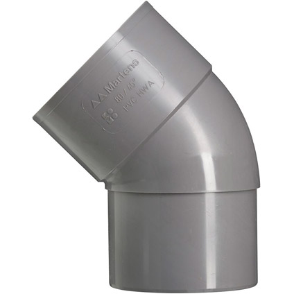 PVC BOCHT  60MM M/VJ 45GR HWA