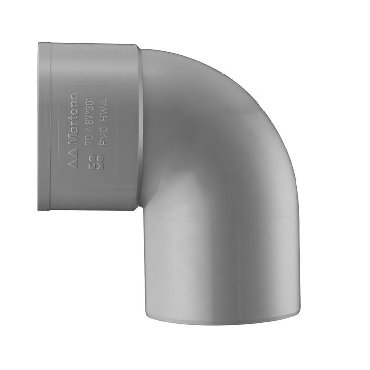 PVC BOCHT M/SP 87GR  70MM GRIJ