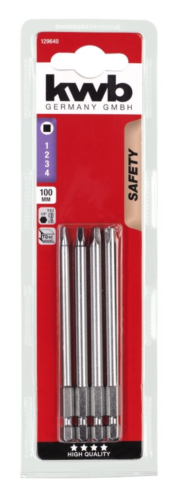 BITS 100MM ROBERTSON SET 4ST. KWB